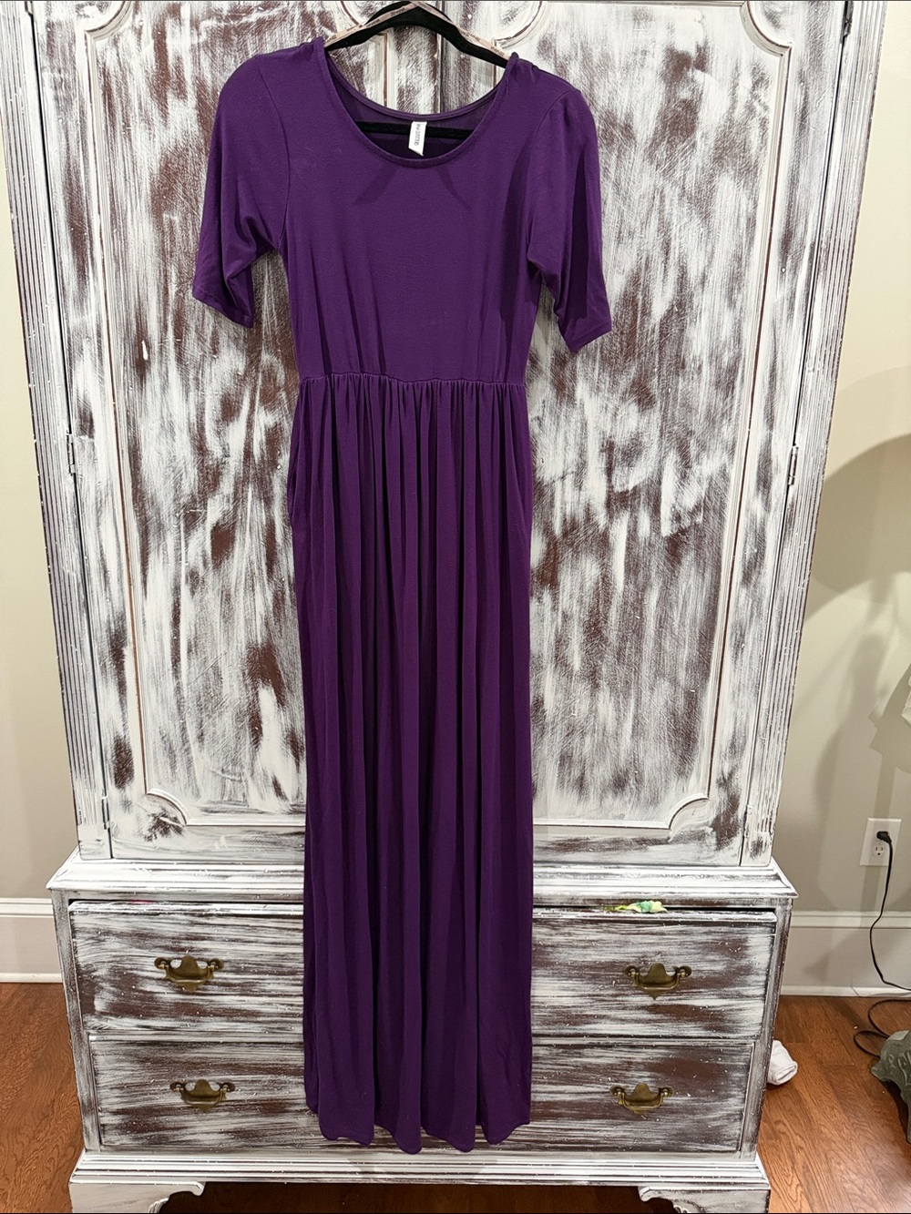 Zenana Outfitters Purple Short Sleeve Maxi Dress